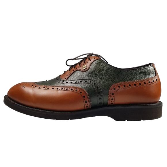 Footjoy  Vintage USA Leather Oxfords Wingtip Brogue Men Shoes Green Saddle   9 D
